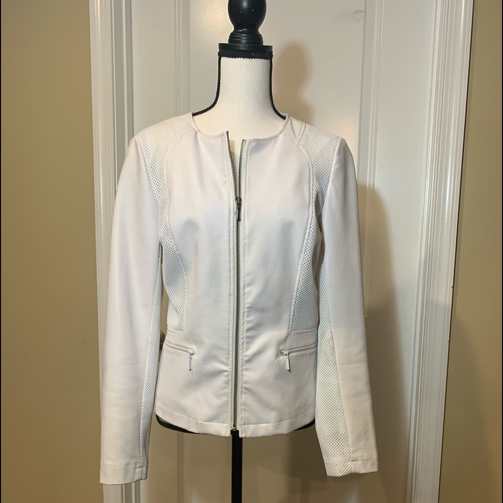 White faux leather jacket